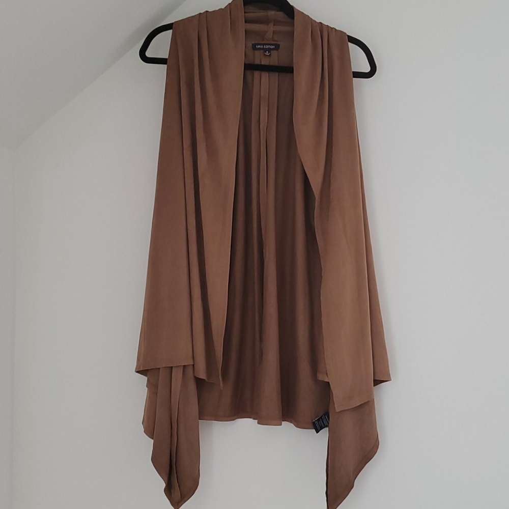 Brown faux suede vest